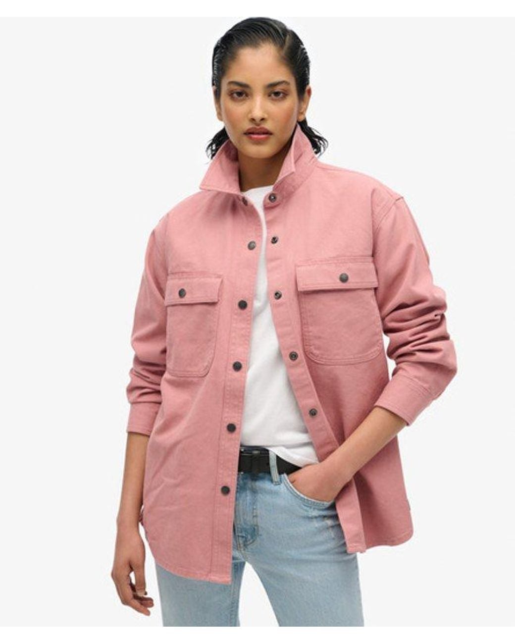 Superdry Pink Cotton Workwear Overshirt
