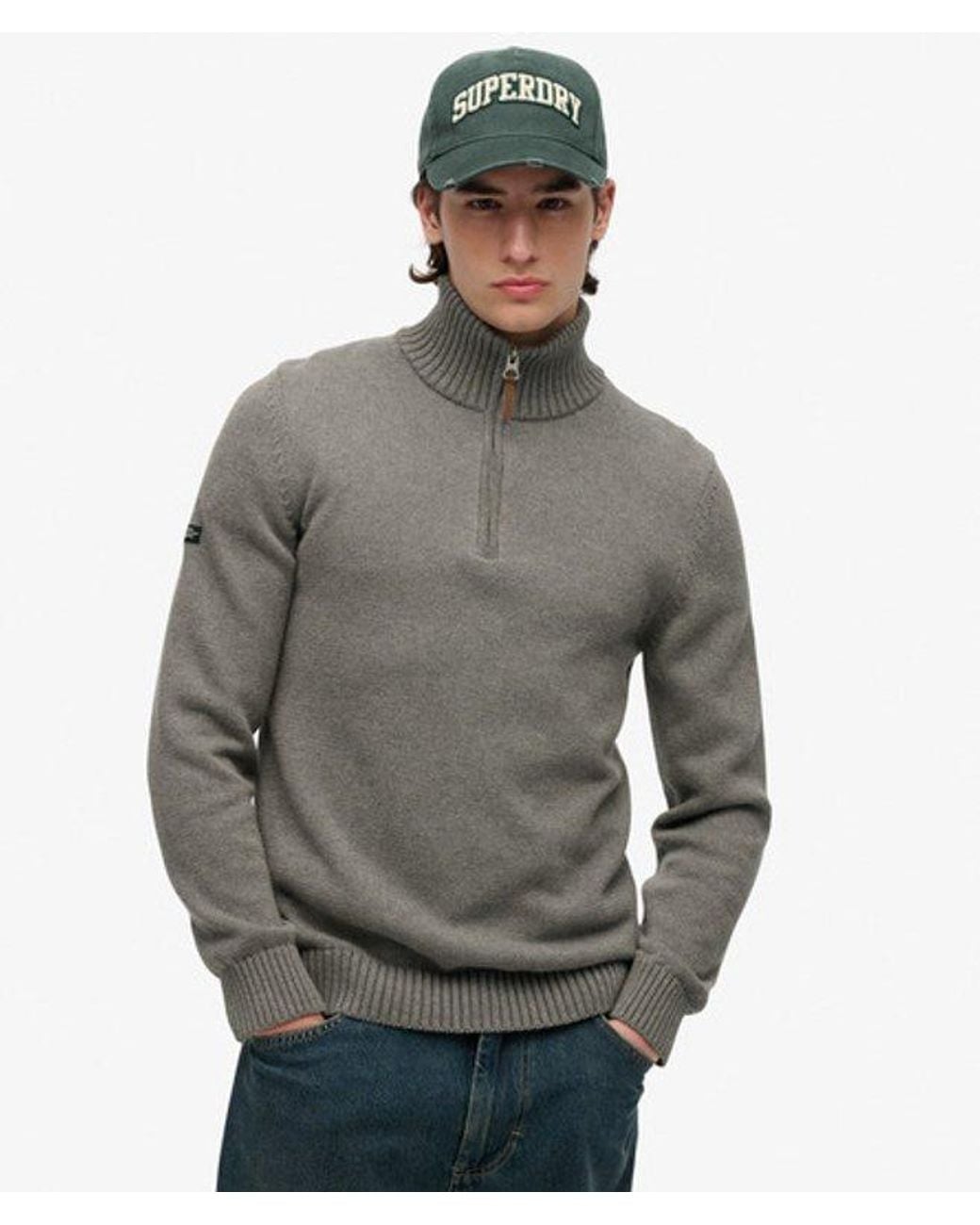 Superdry Gray & Co Cotton Classics Half-zip Knitted Jumper for men