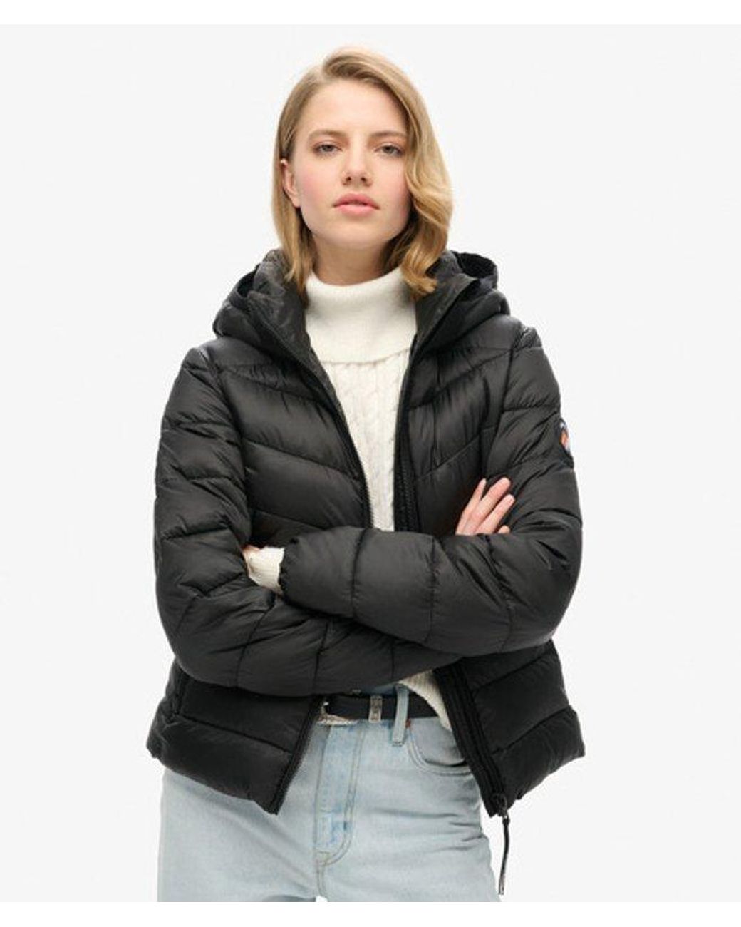 Superdry Black & Co Hooded Fuji Quilted Padded Jacket