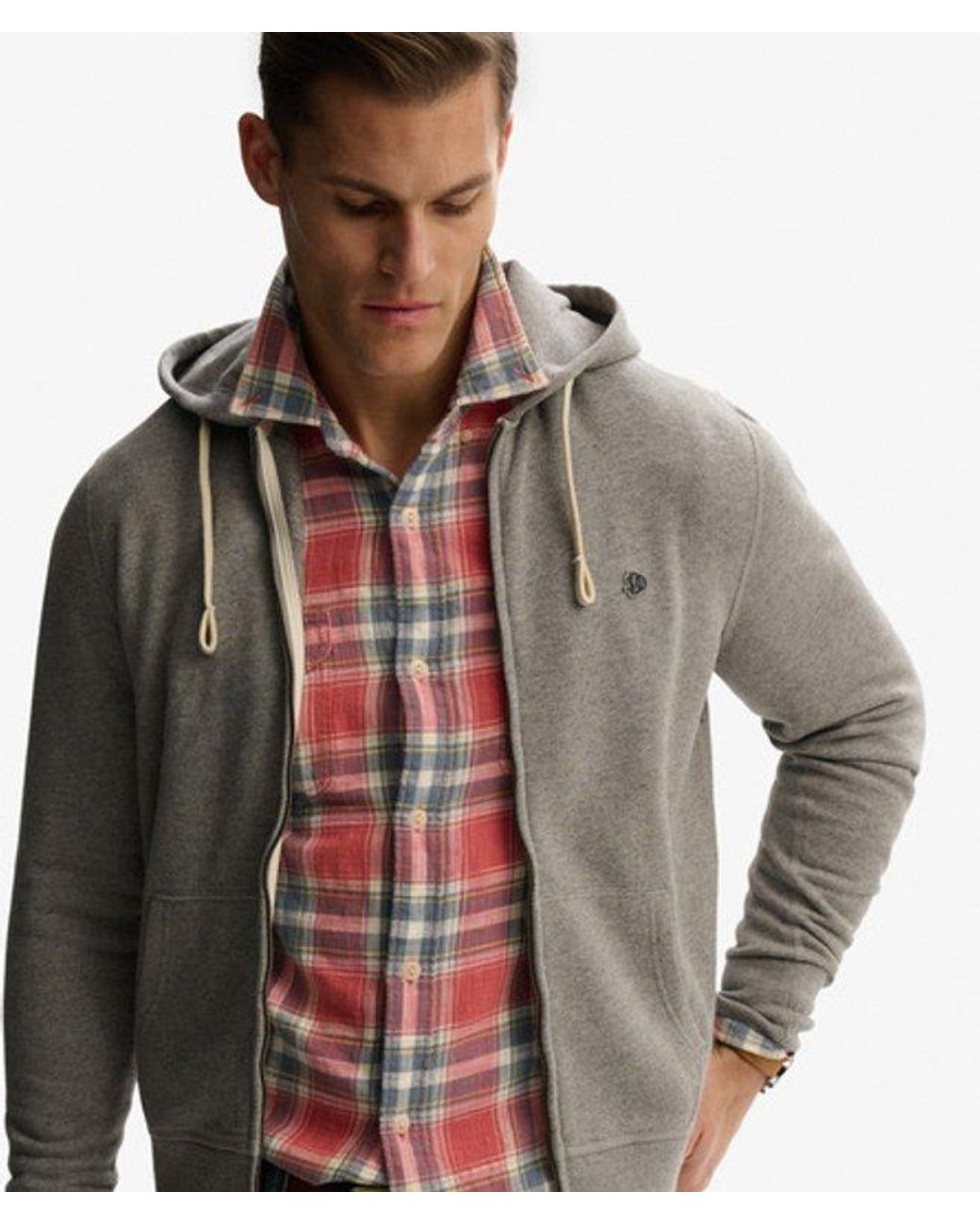 Superdry Brown & Co Monogram Embroidered Zip Hoodie for men