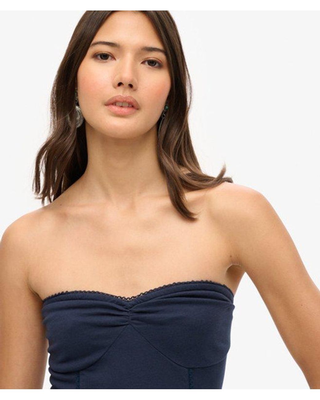 Superdry Blue & Co 50s Lace Bandeau Mini Dress