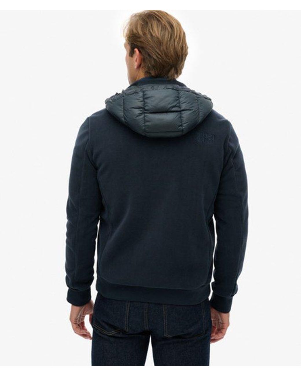 Superdry Blue & Co Hooded Storm Fleece Hybrid Jacket for men