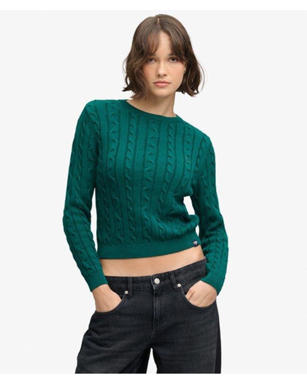 Superdry Green & Co Essentials Cable Knit Jumper