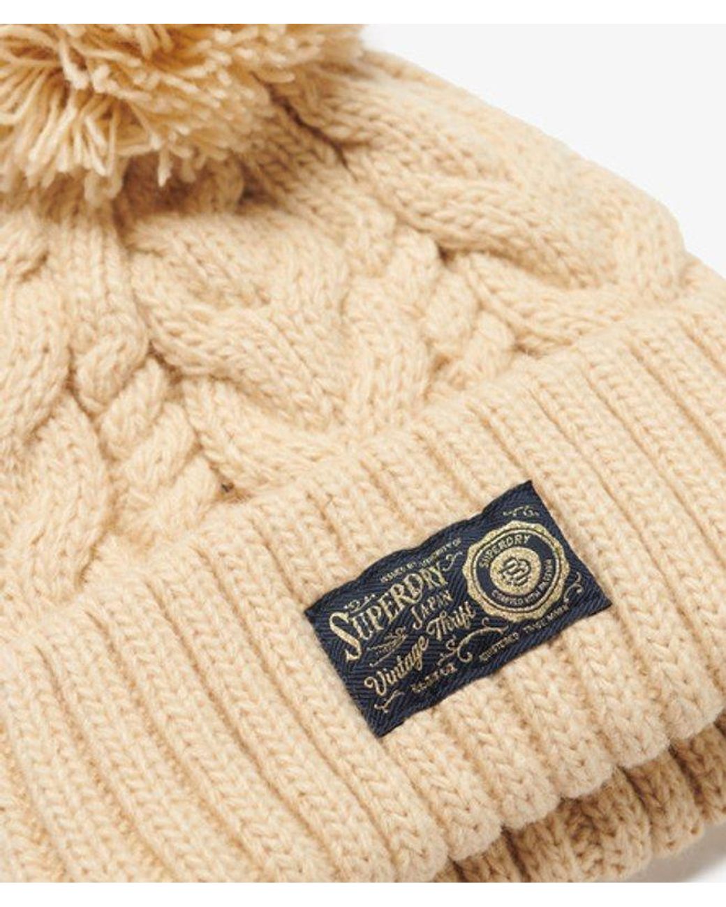 Superdry Natural & Co Cable Knit Chunky Beanie Hat