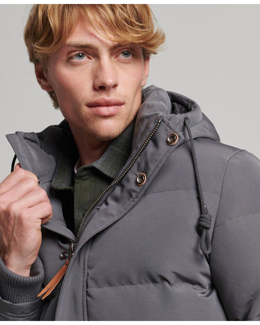 Superdry Everest Hooded Puffer Jacket in Grey for Men Lyst UK
