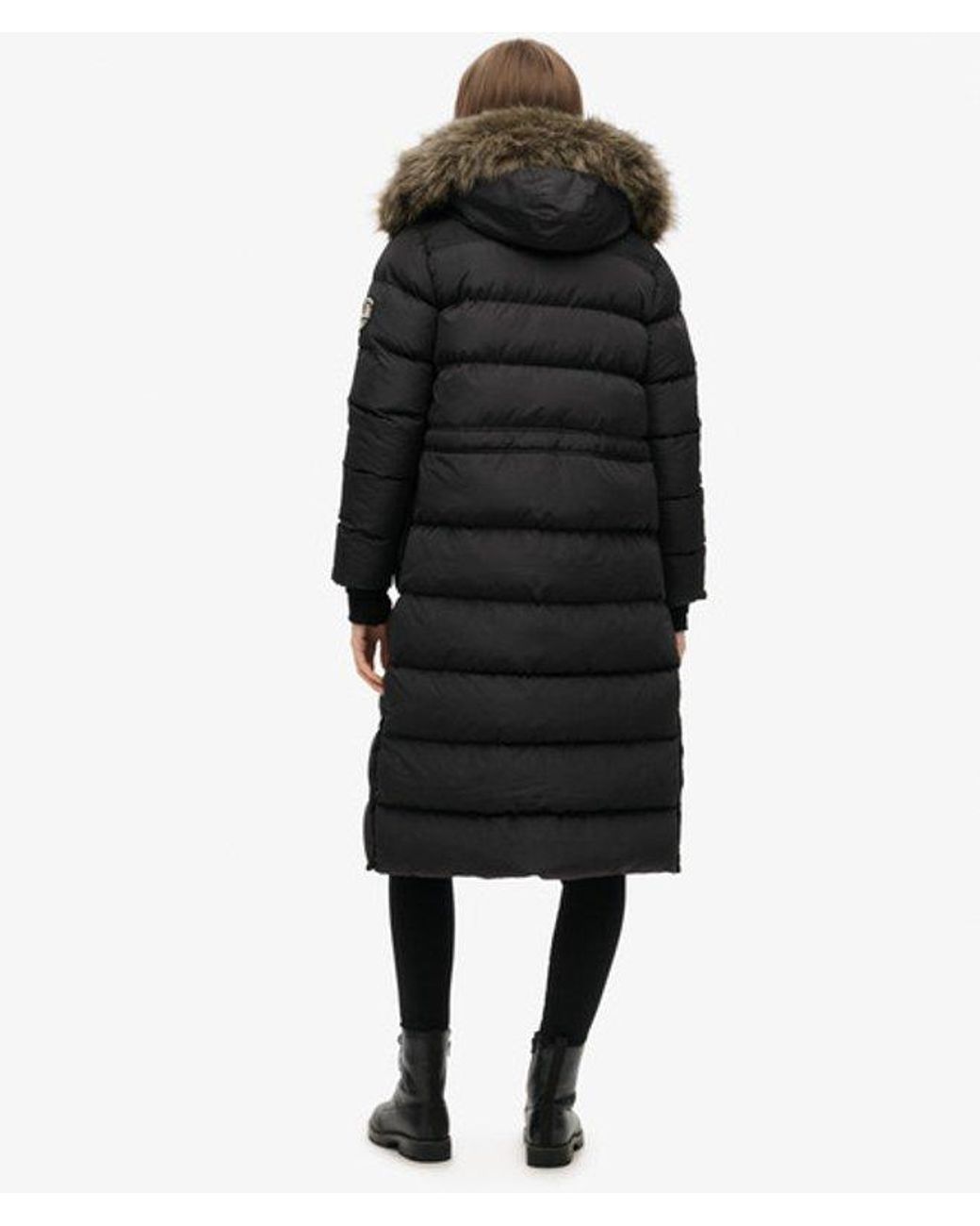 Superdry Black & Co Everest Faux Fur Long Coat