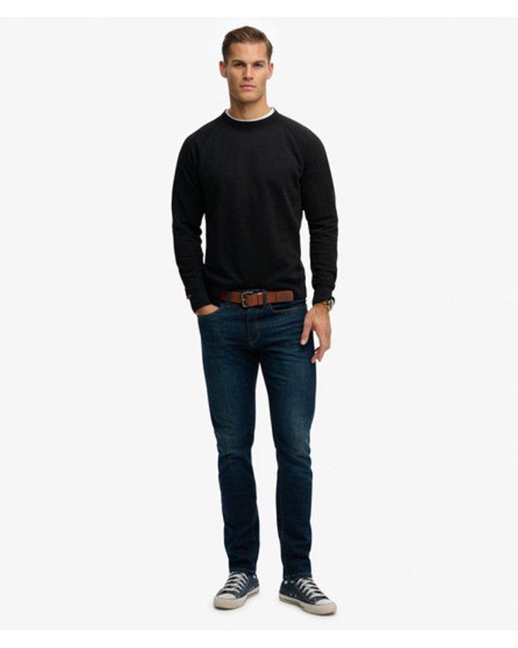 Superdry Black & Co Essential Logo Raglan Crew Sweatshirt for men