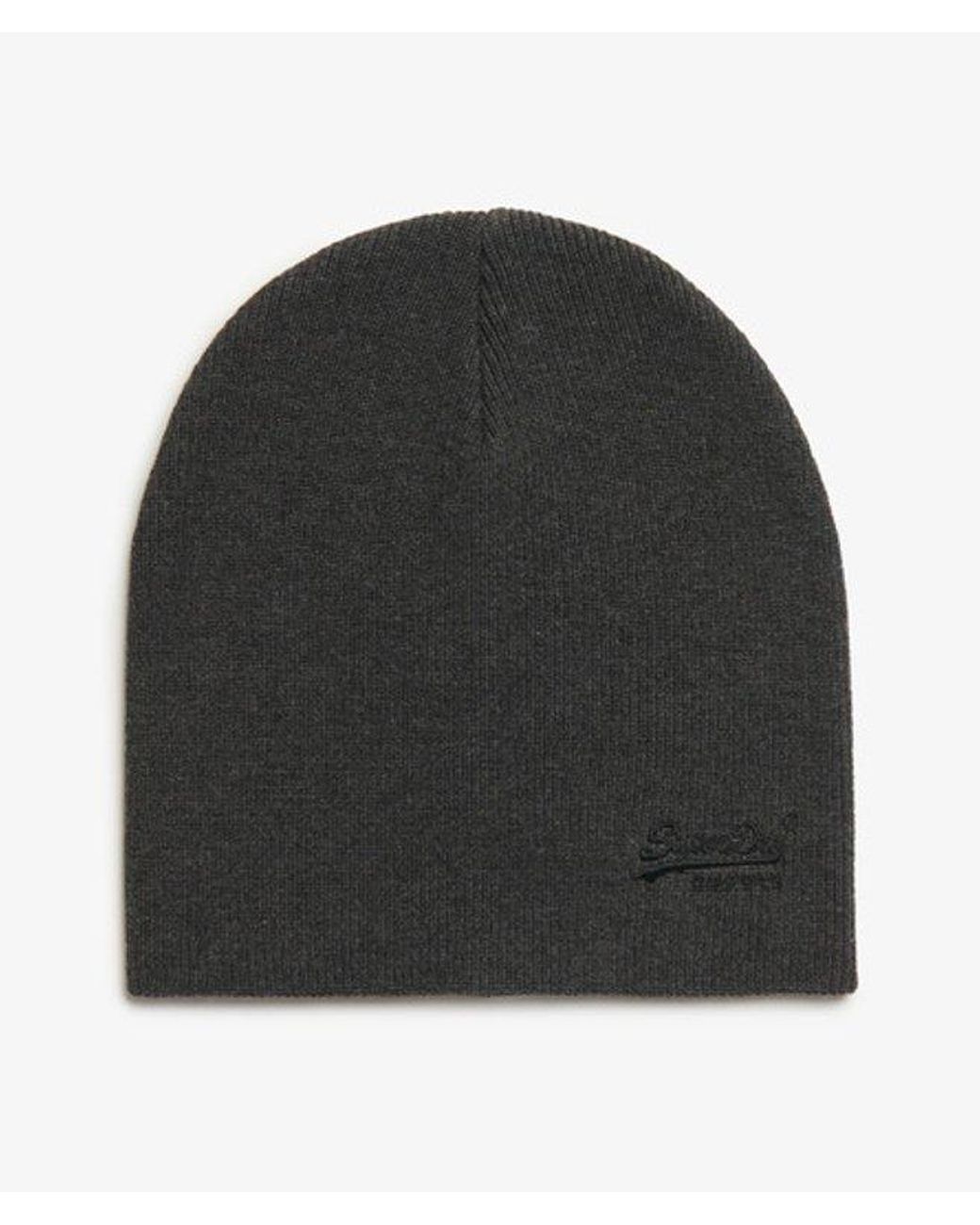 Superdry Black & Co Knitted Essential Logo Beanie Hat for men