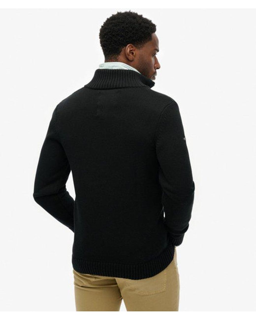 Superdry Black & Co Cotton Half Zip Knit Jumper for men