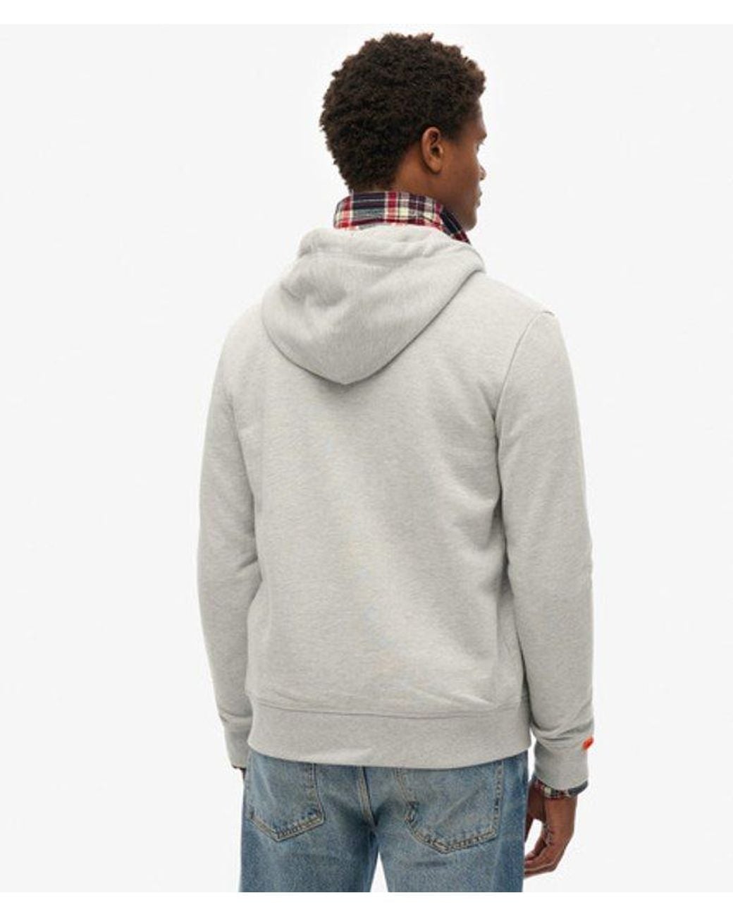 Superdry Gray & Co Vintage Logo Embroidered Zip Hoodie for men