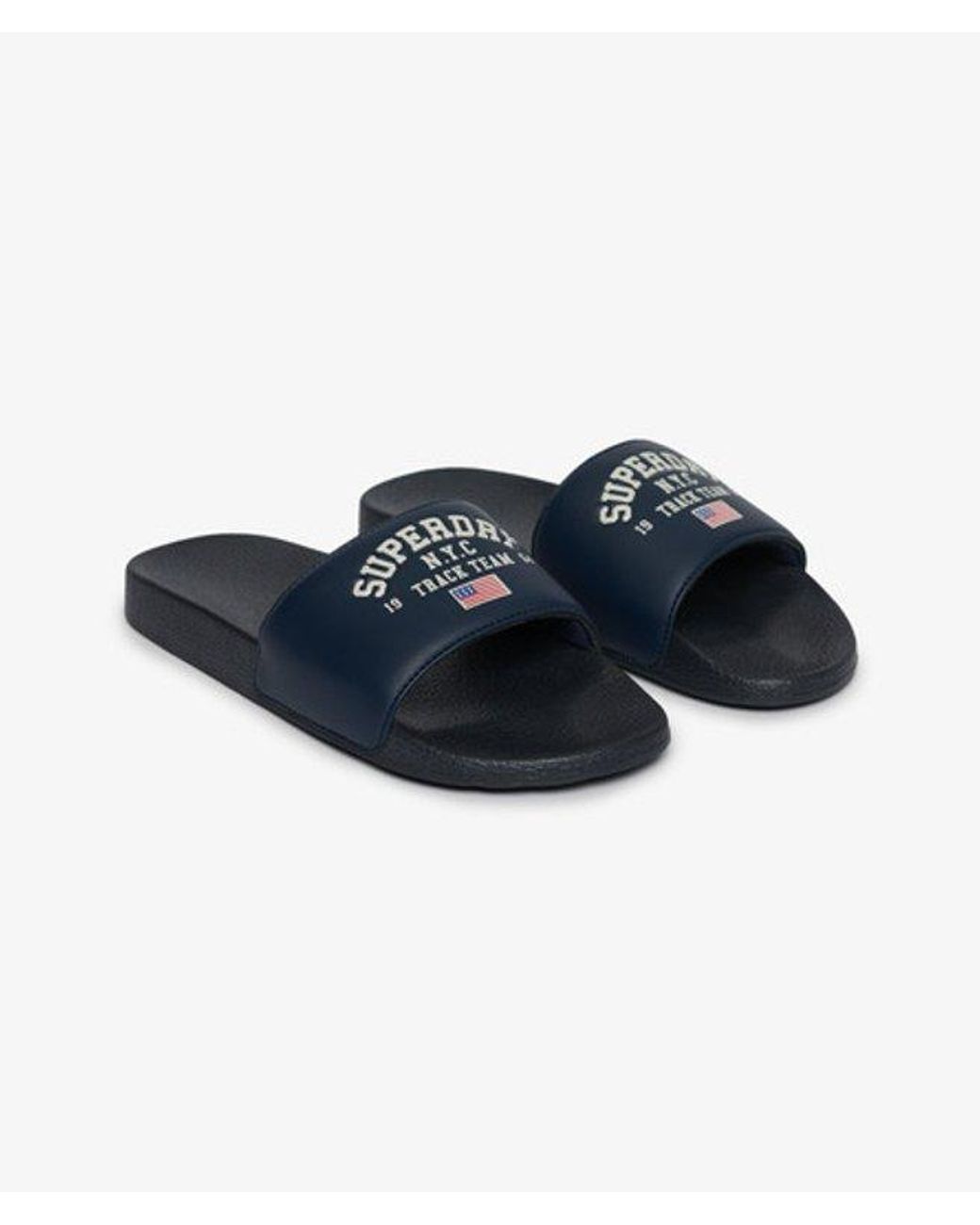 Superdry Blue & Co Varsity Flag Pool Slides
