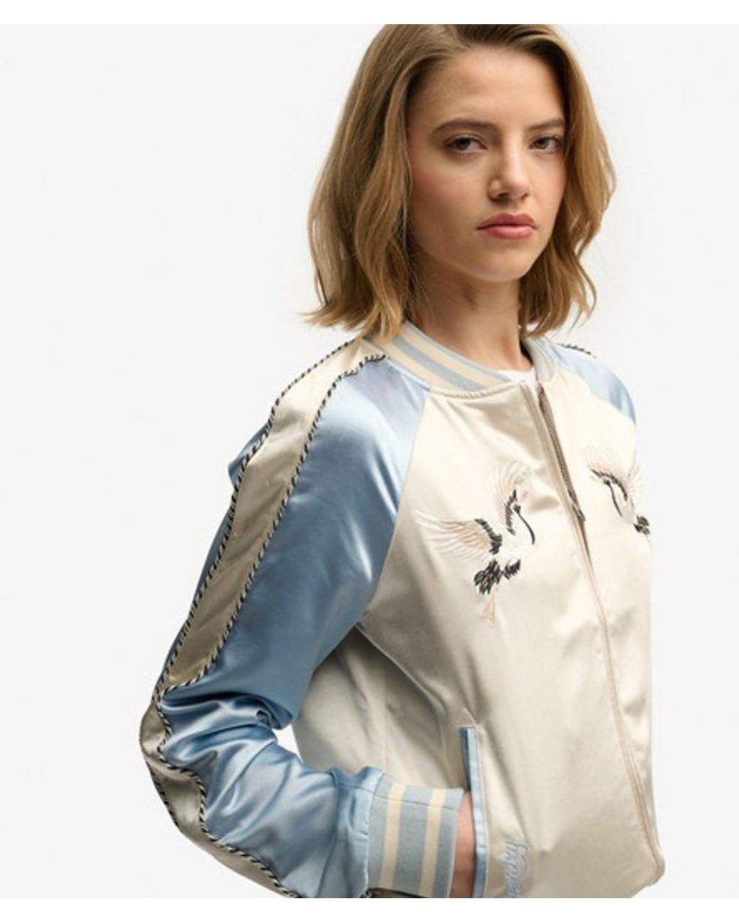 Superdry Gray Suikajan Embroidered Bomber Jacket