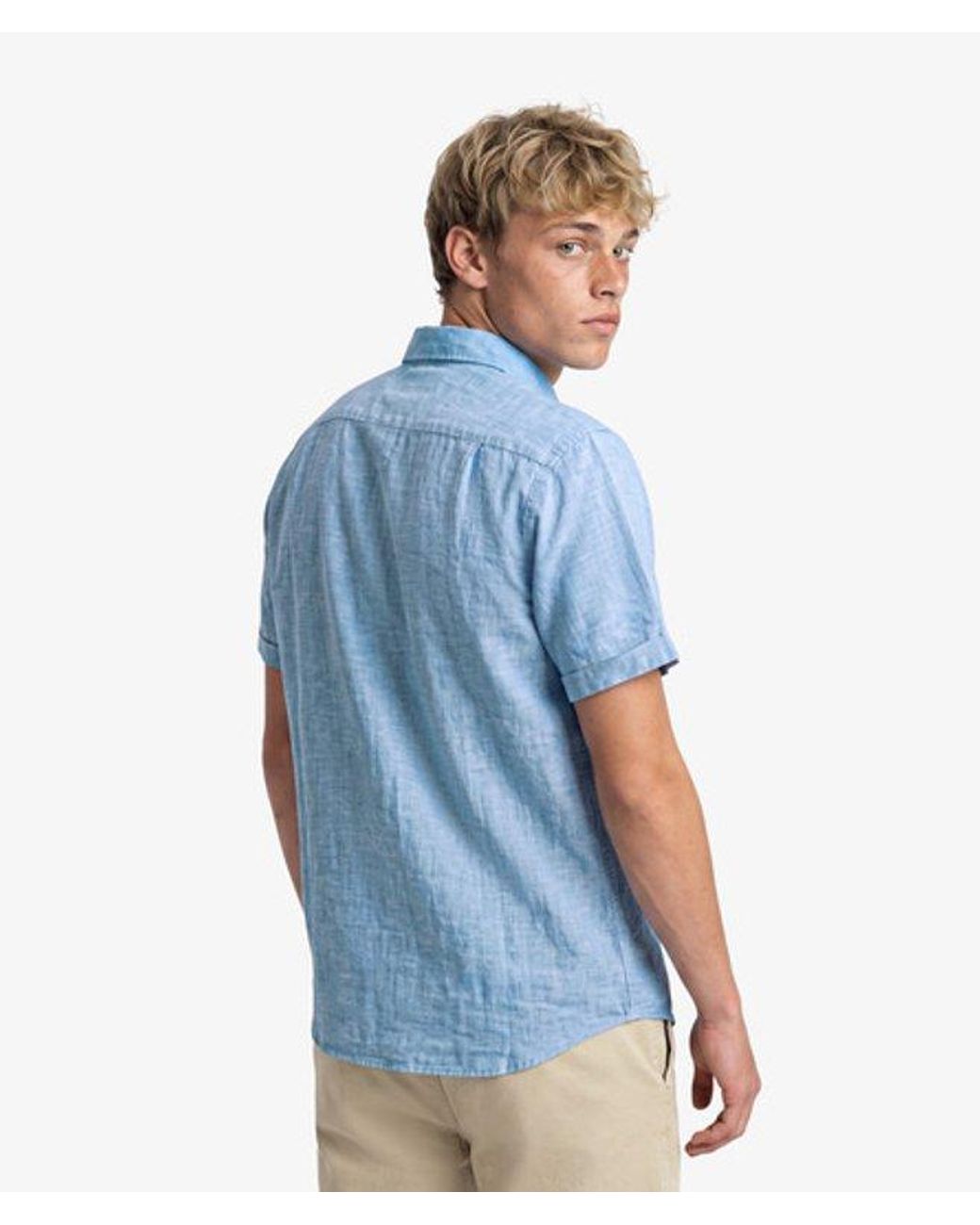 Superdry Blue & Co Riviera Short Sleeve Linen Shirt for men
