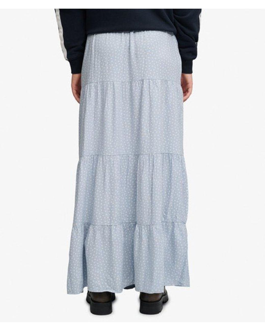 Superdry Blue & Co Woven Tiered Maxi Skirt