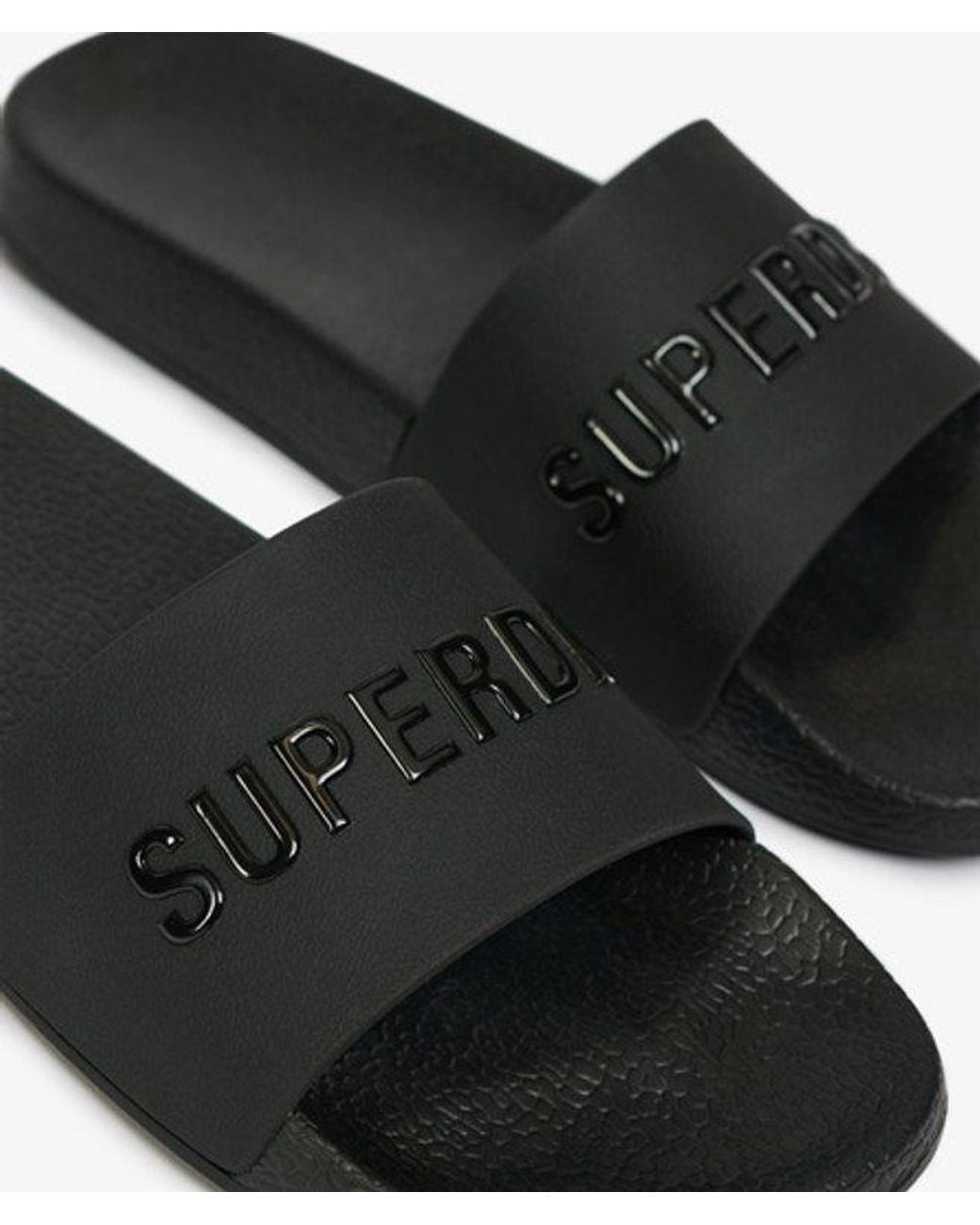 Superdry Black & Co Premium Metallic Pool Sliders