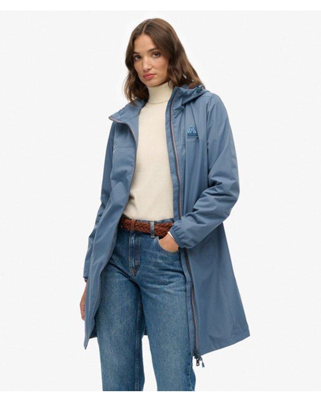 Superdry Blue Longline Tri Windbreaker Jacket