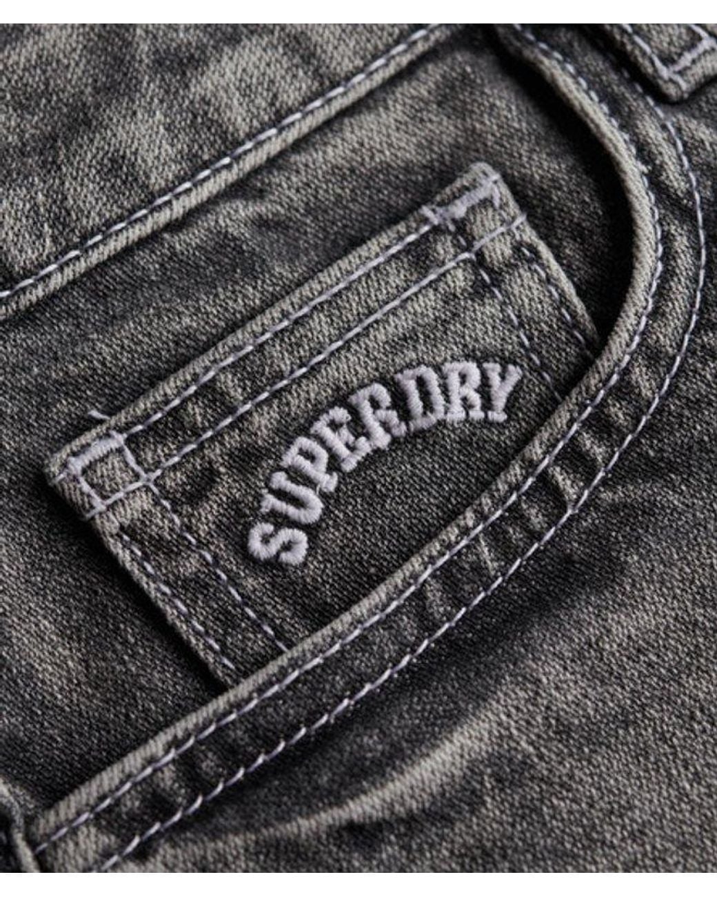 Superdry Gray Low Rise Denim Hot Shorts