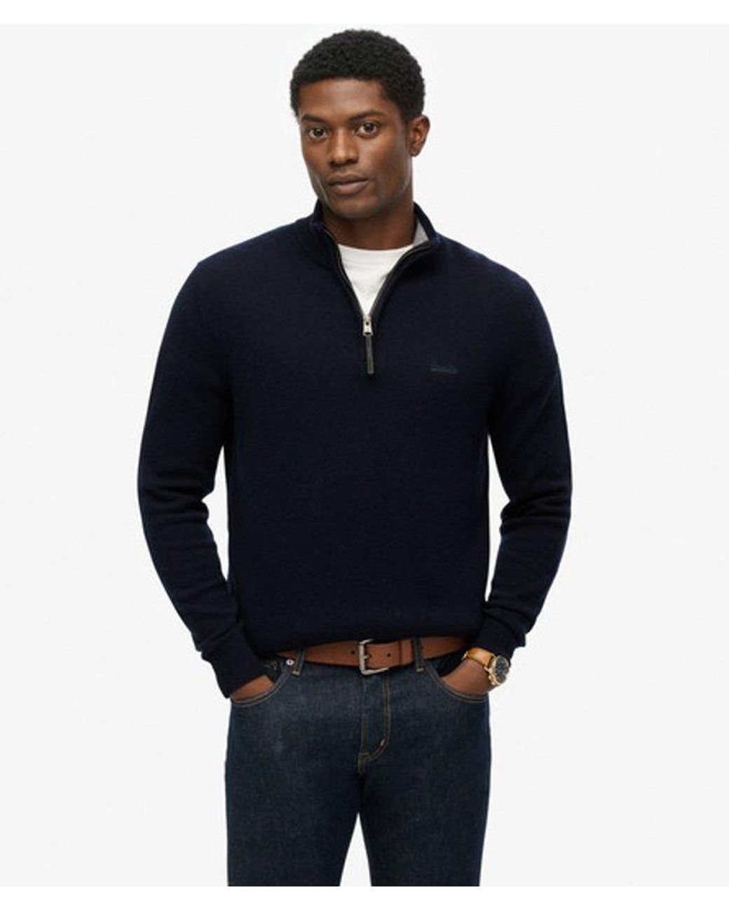 Superdry Blue & Co Wool Blend Half Zip Jumper for men