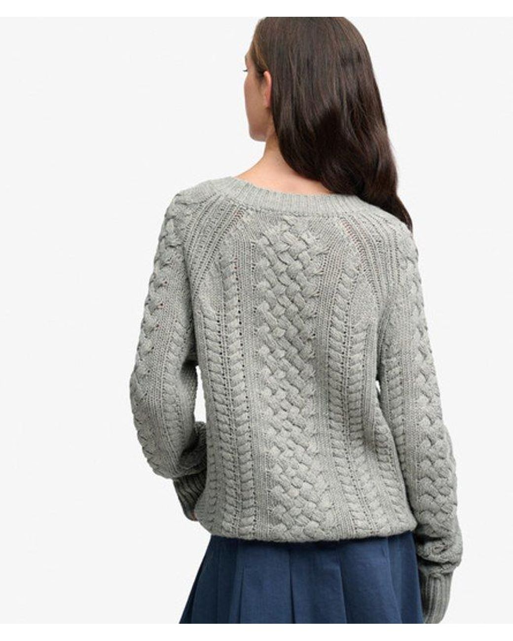 Superdry & Co Wollen Mix Kabeltrui in het Gray
