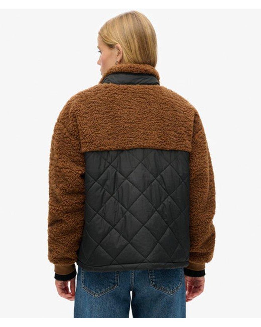 Superdry Brown & Co Workwear Sherpa Fleece Hybrid Jacket