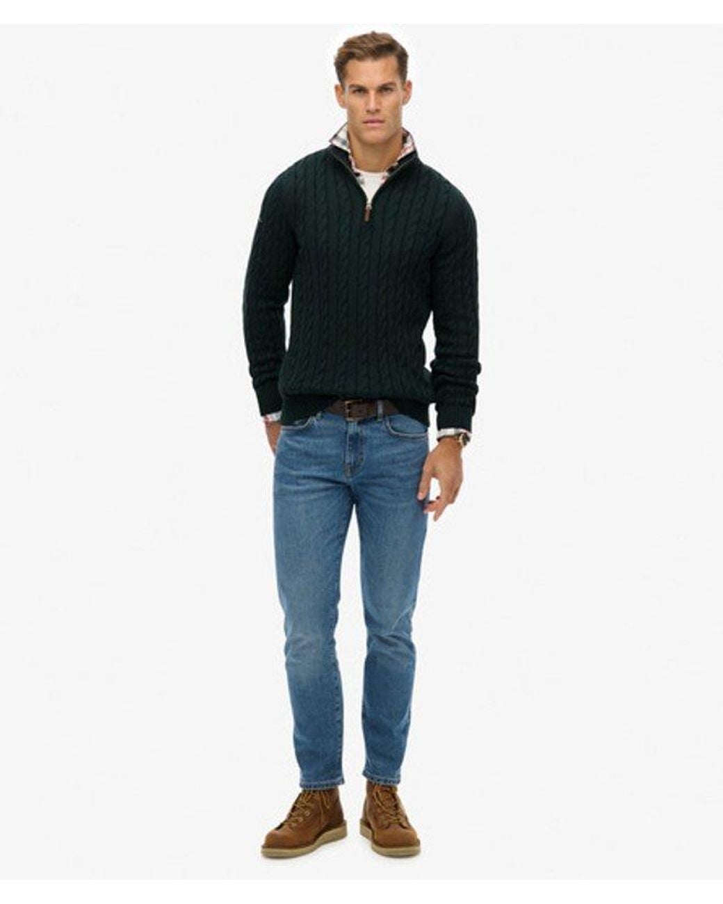 Superdry Black & Co Organic Cotton Classic Cable Half-zip Jumper for men