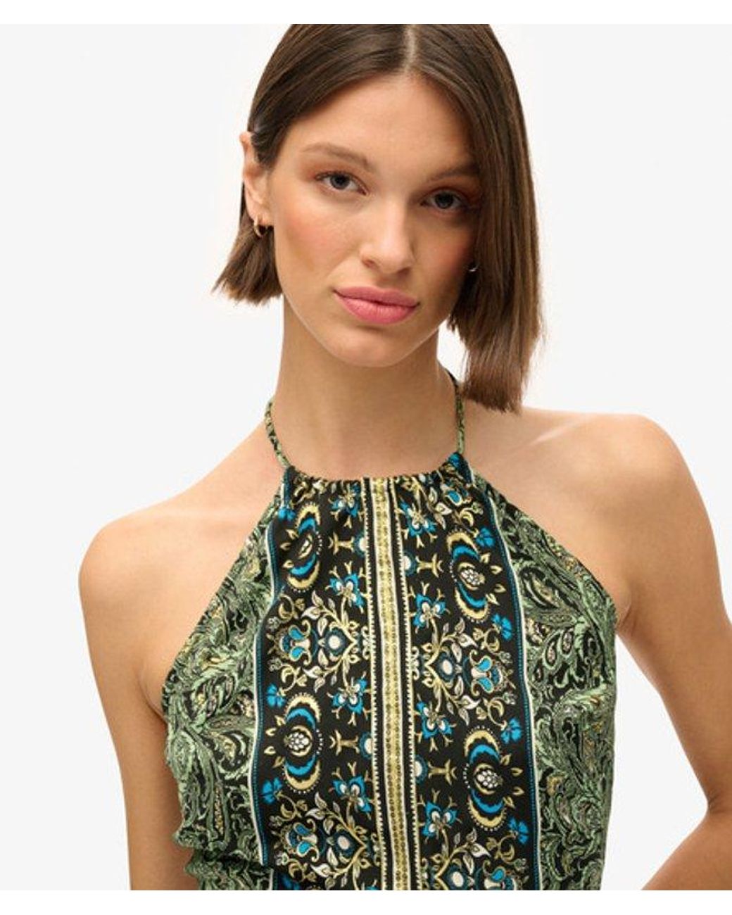 Superdry Green & Co Paisley Print Halter Top