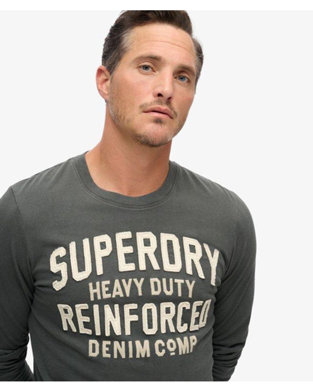 Superdry Gray & Co Workwear Applique Long Sleeve Top for men