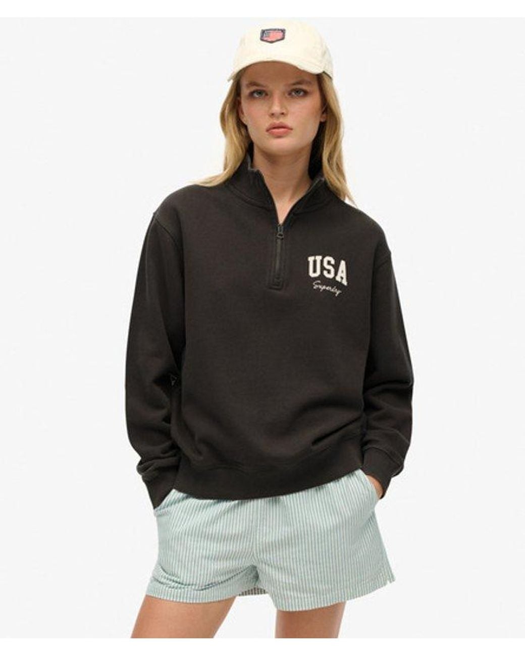 Superdry & Co Athletic Essentials Trui Met Halve Rits in het Black