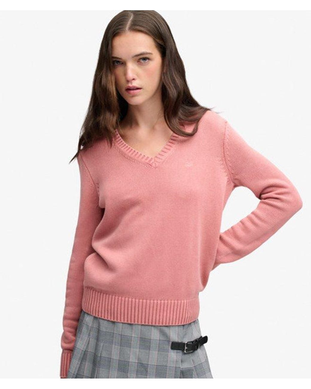 Superdry Pink & Co Washed V Neck Jumper