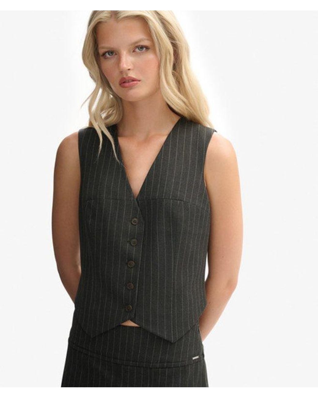 Superdry Black & Co Pinstripe Waistcoat