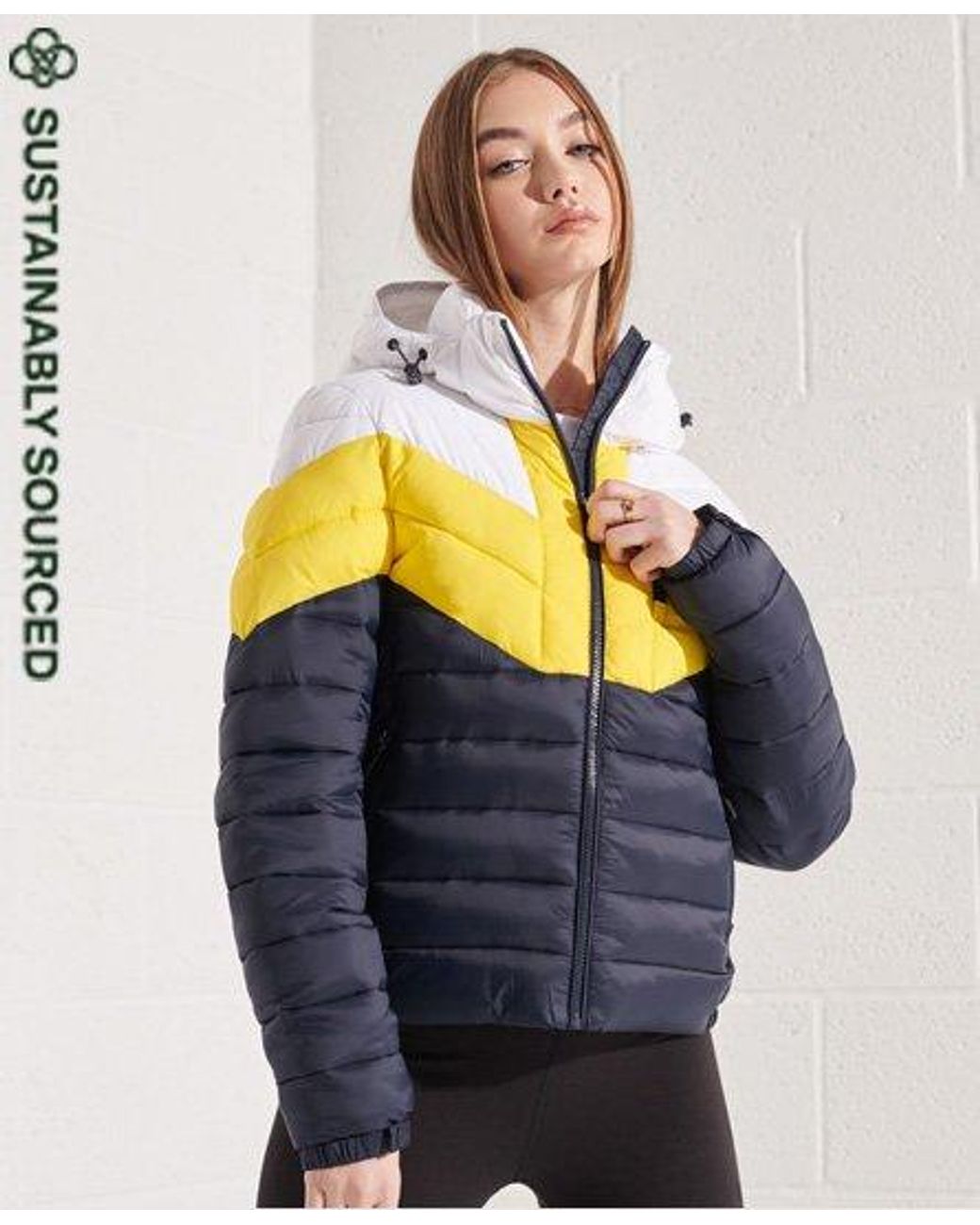 Superdry Synthetic Colour Block Fuji Jacket, Quilted Pattern in Yellow -  Lyst