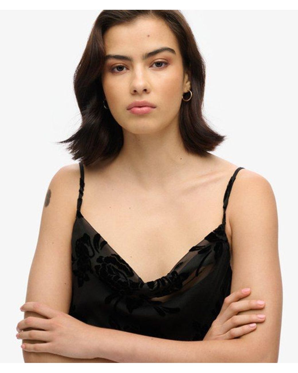 Superdry Black & Co Devore Cowl Neck Midi Slip Dress