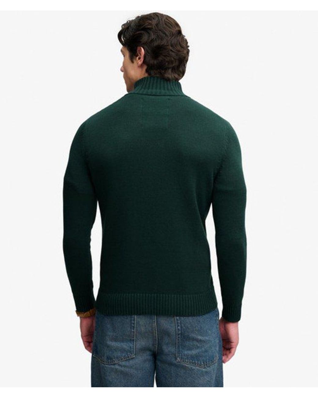 Superdry Green Cotton Button Henley Jumper for men