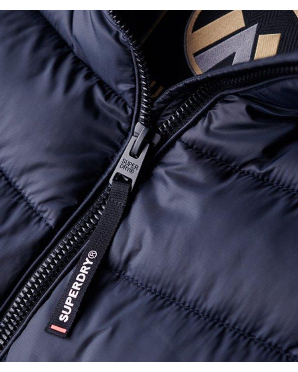Superdry Blue Hooded Fuji Quilt Padded Gilet