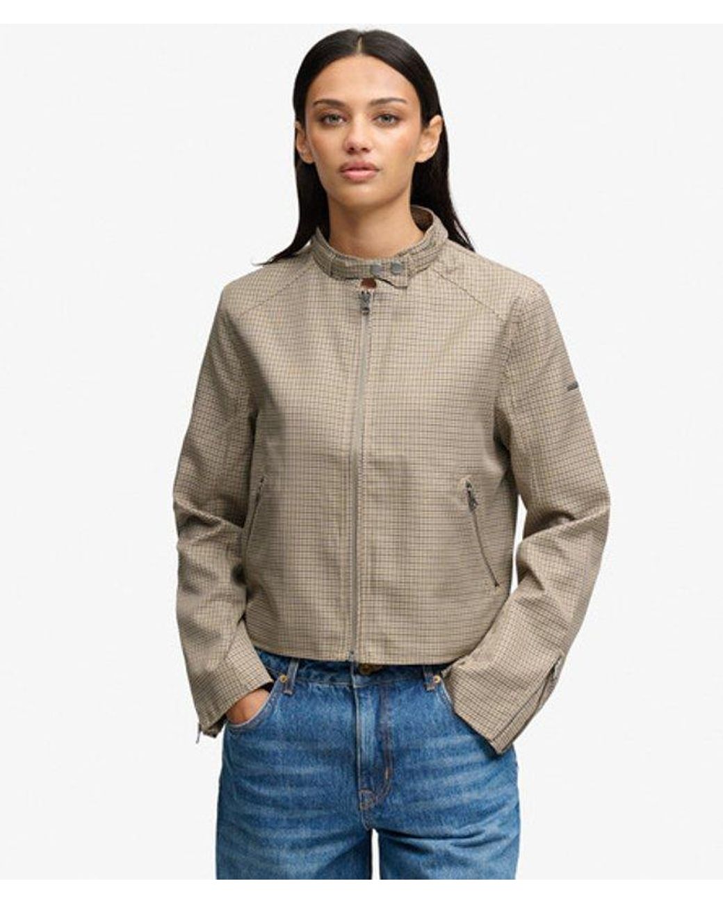 Superdry Brown & Co Moto Check Jacket