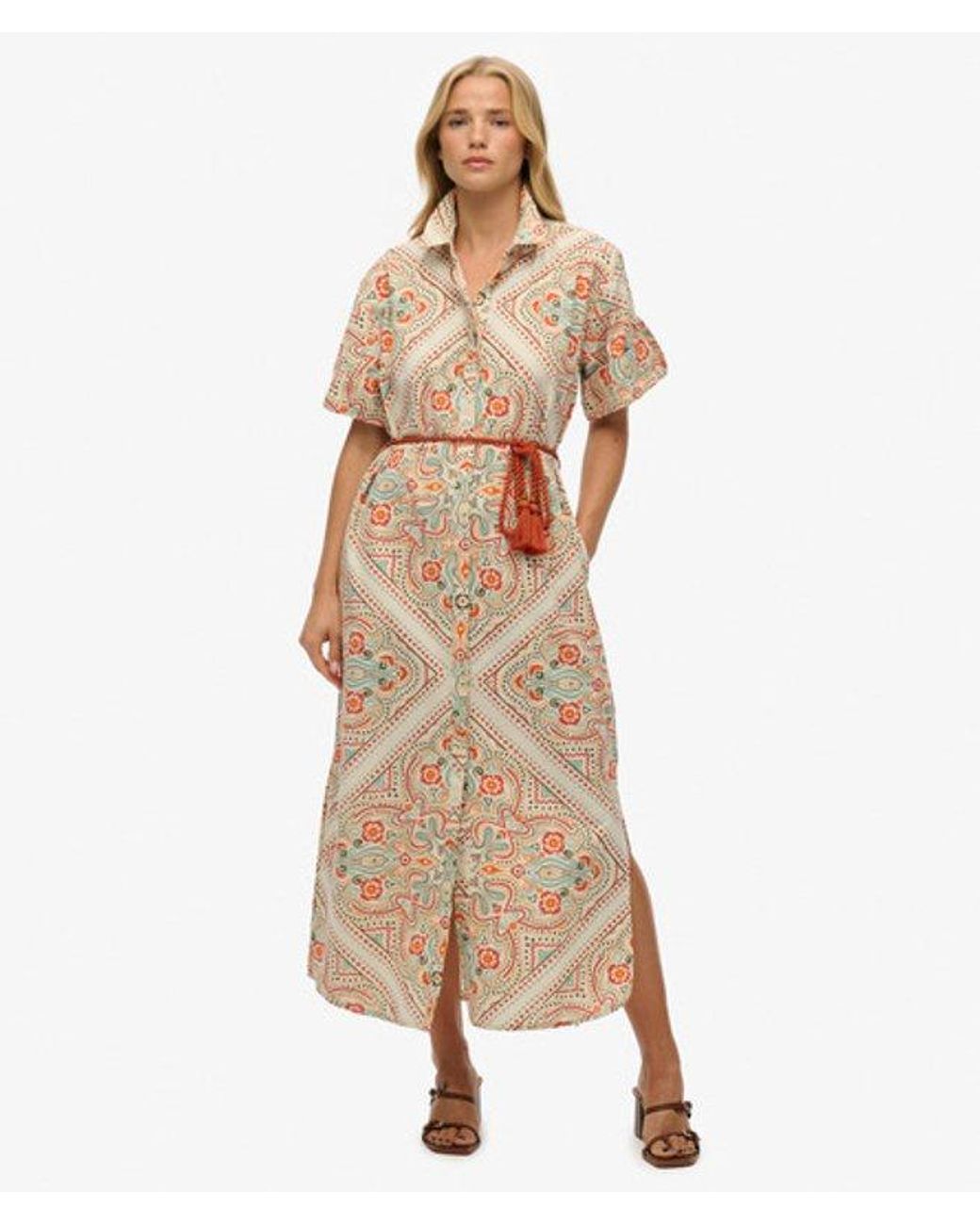 Superdry Natural & Co Linen Shirt Maxi Dress