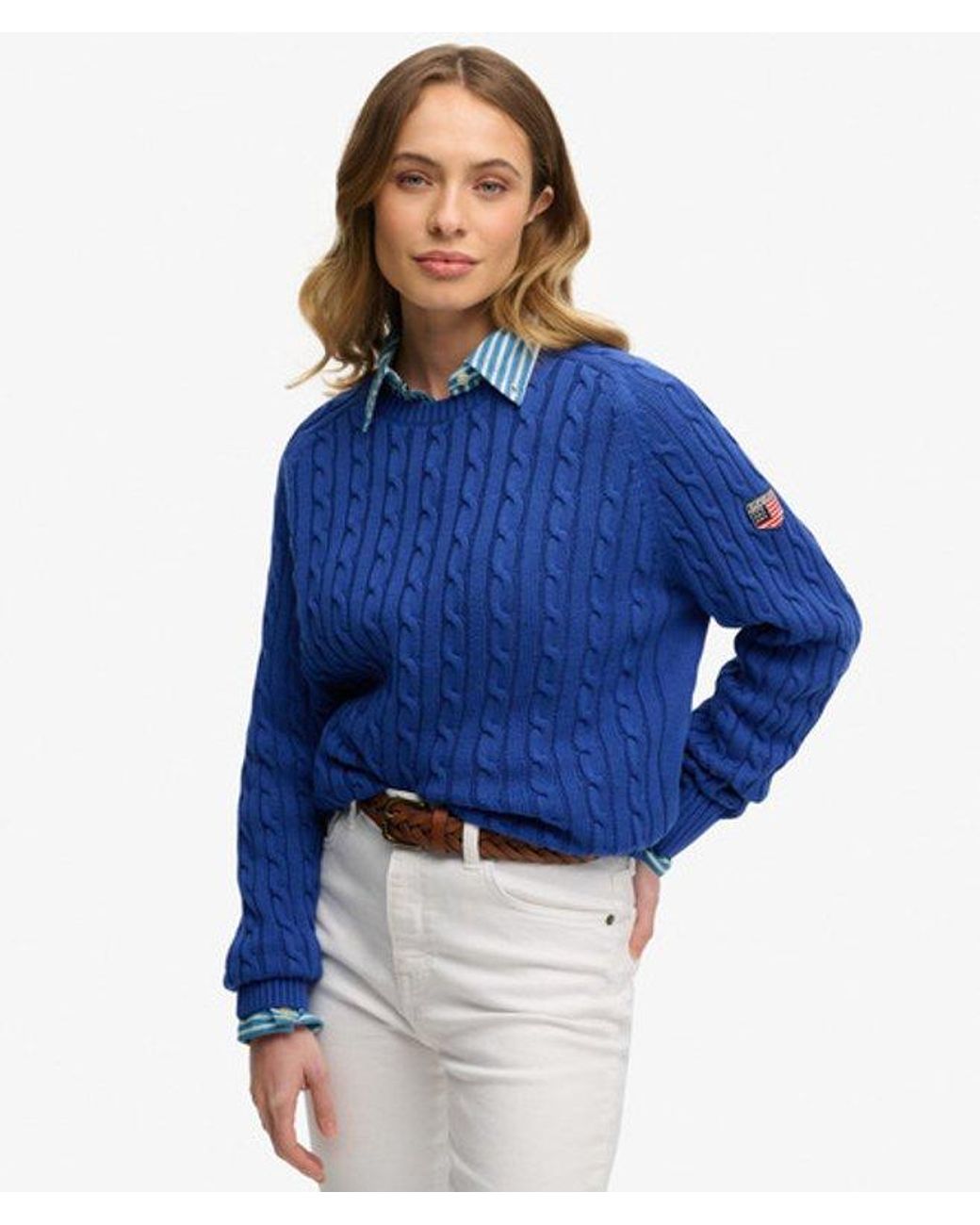 Superdry Blue & Co Slouchy Cable Knit Jumper