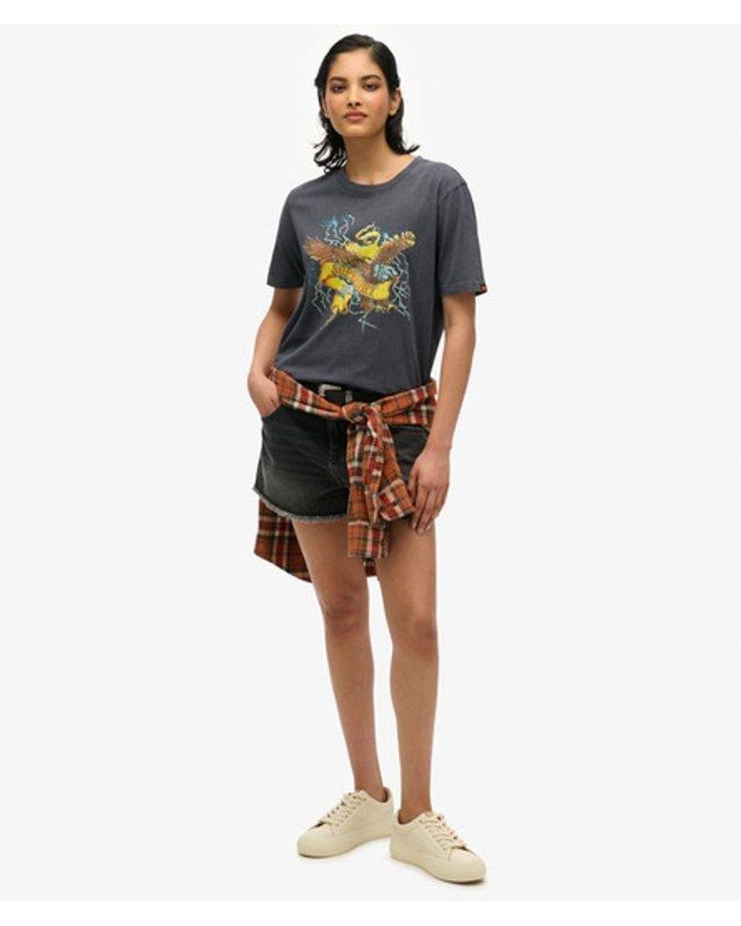 Superdry Blue Biker Rock Graphic Relaxed T-Shirt