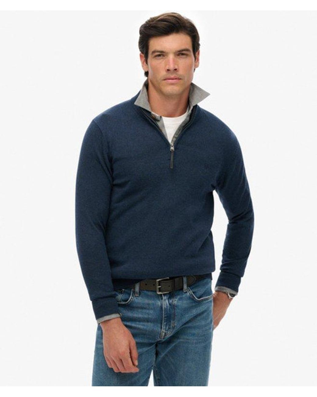 Superdry Blue & Co Essentials Cotton Half Zip Jumper for men