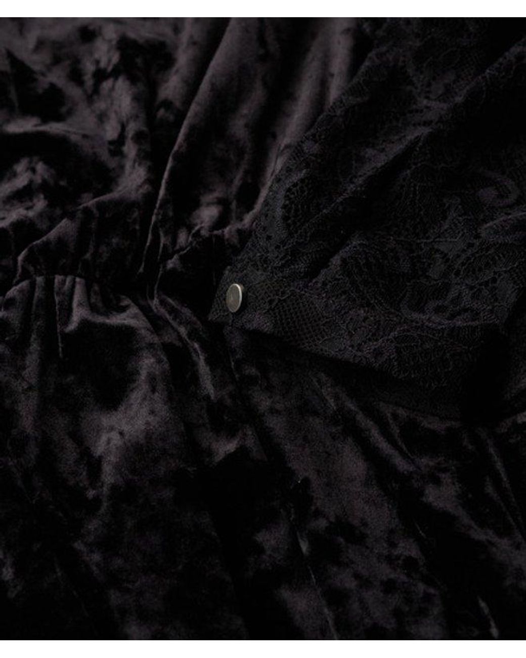 Superdry Black & Co Lace Sleeve Velvet Midi Dress
