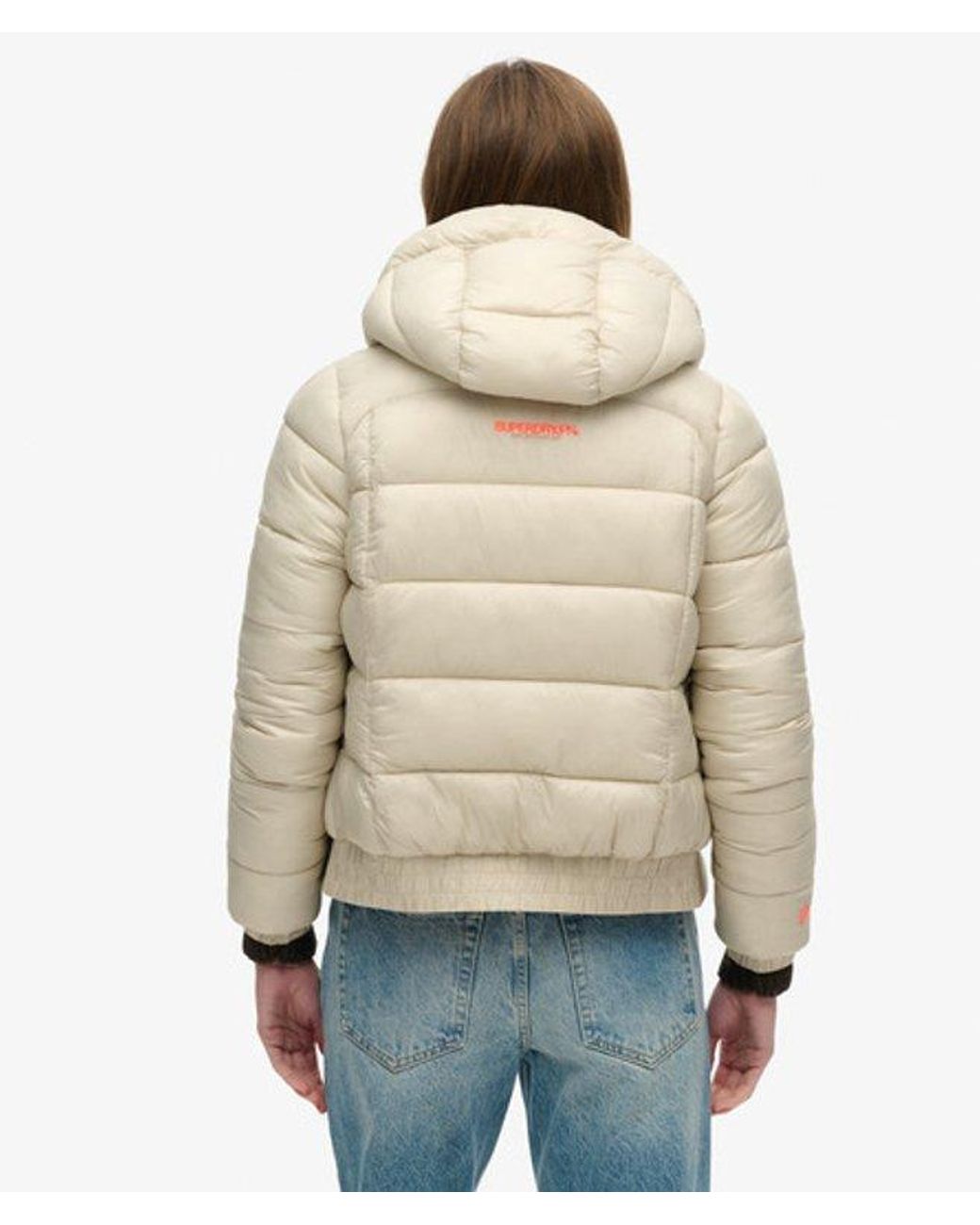 Superdry Blue Slim Fit Embroidered Logo Sports Puffer Bomber Jacket