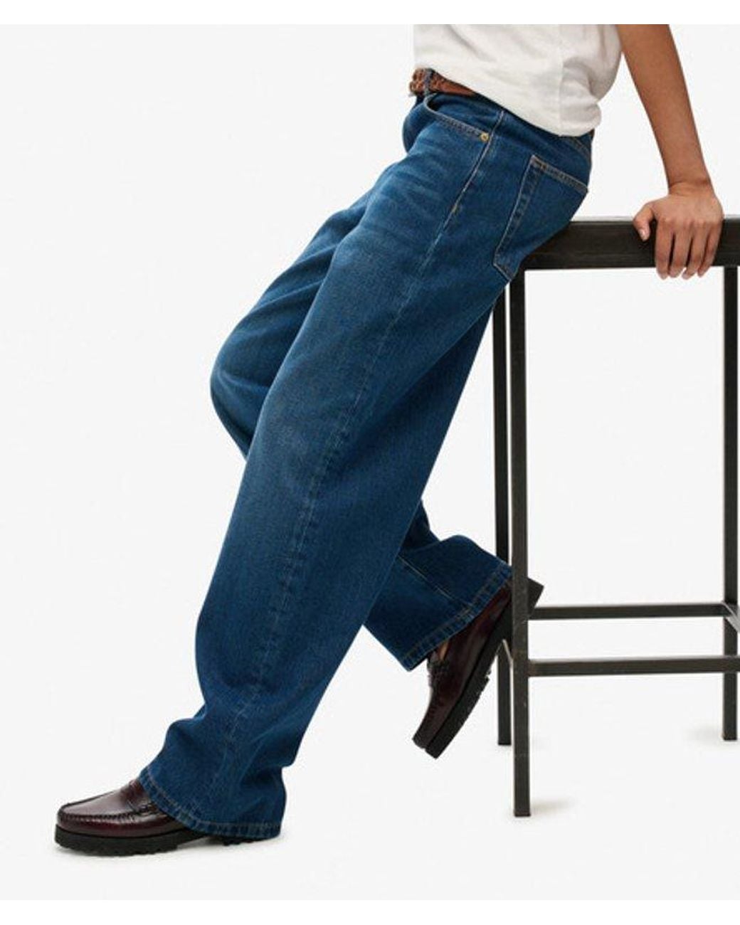 Superdry Blue & Co Organic Cotton Mid Rise Wide Leg Jeans