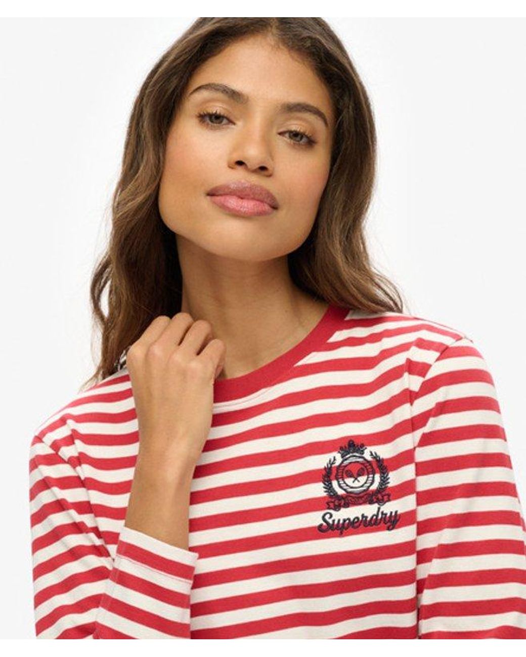 Superdry Red & Co Country Club Long Sleeve Stripe Top
