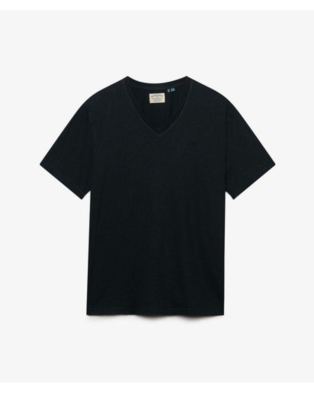 Superdry Black & Co Classic Cotton Linen V-neckline T-shirt for men