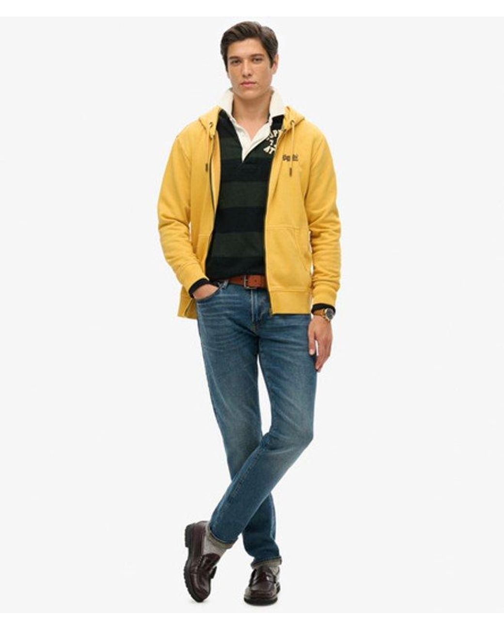 Superdry Essential Logo Washed Hoodie Met Rits Grootte: Xxxl in het Metallic voor heren