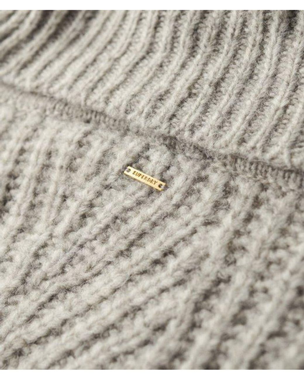 Superdry Gray Brushed Rib Slouch Neck Jumper