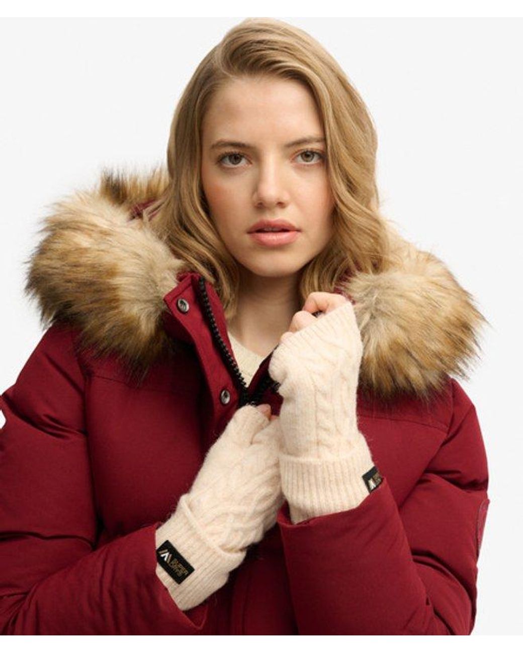 Superdry Natural & Co Classic Cable Knit Luxe Handwarmer Gloves