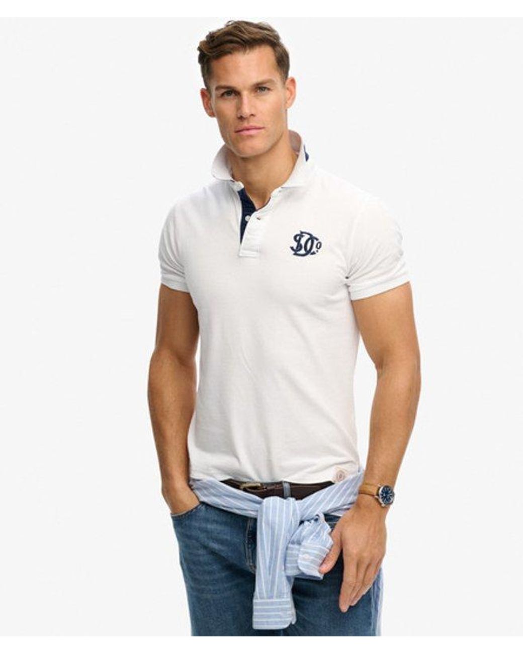 Superdry White & Co Pique Monogram Polo Shirt for men