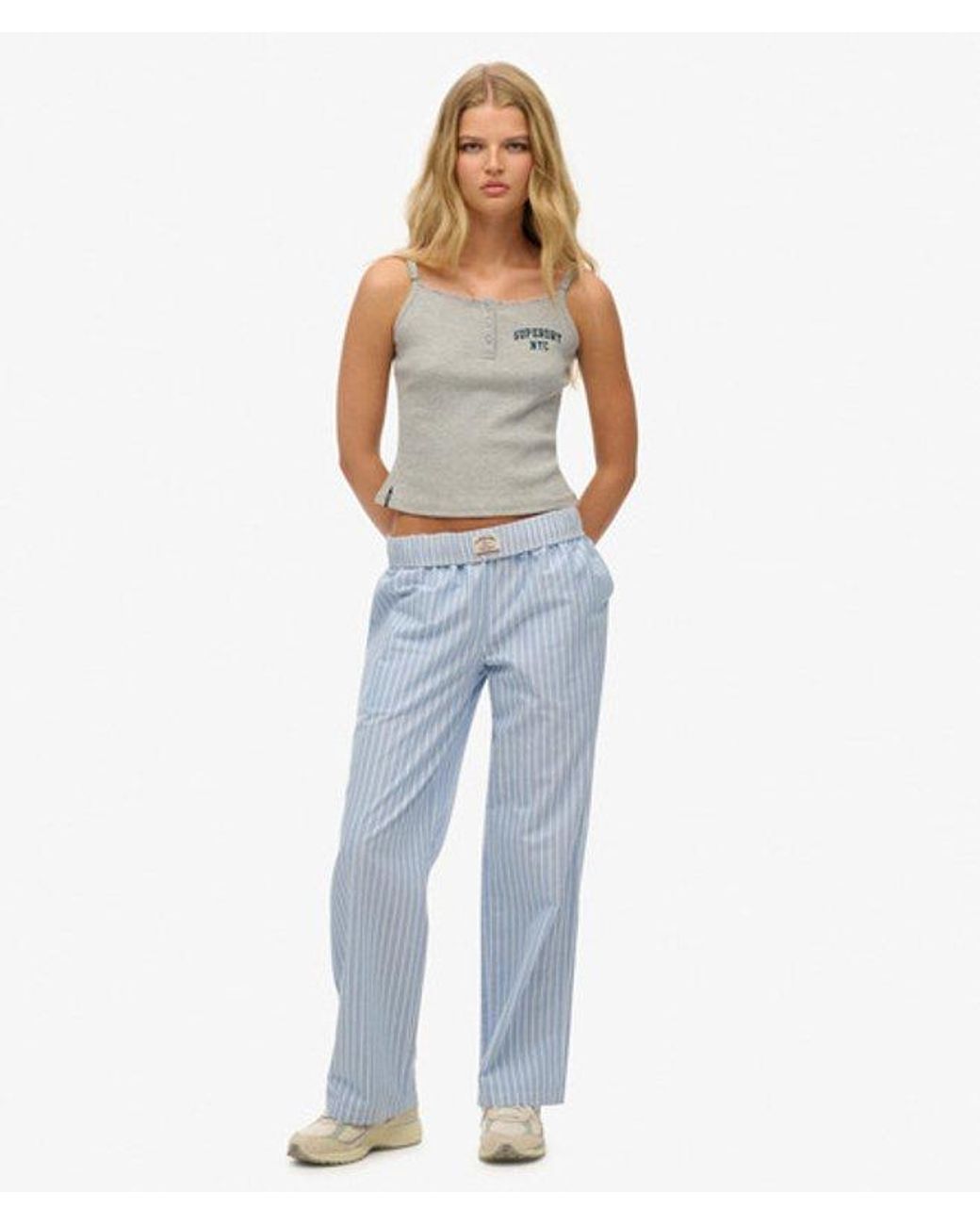 Superdry Blue & Co Organic Cotton Stripe Elasticated Trousers