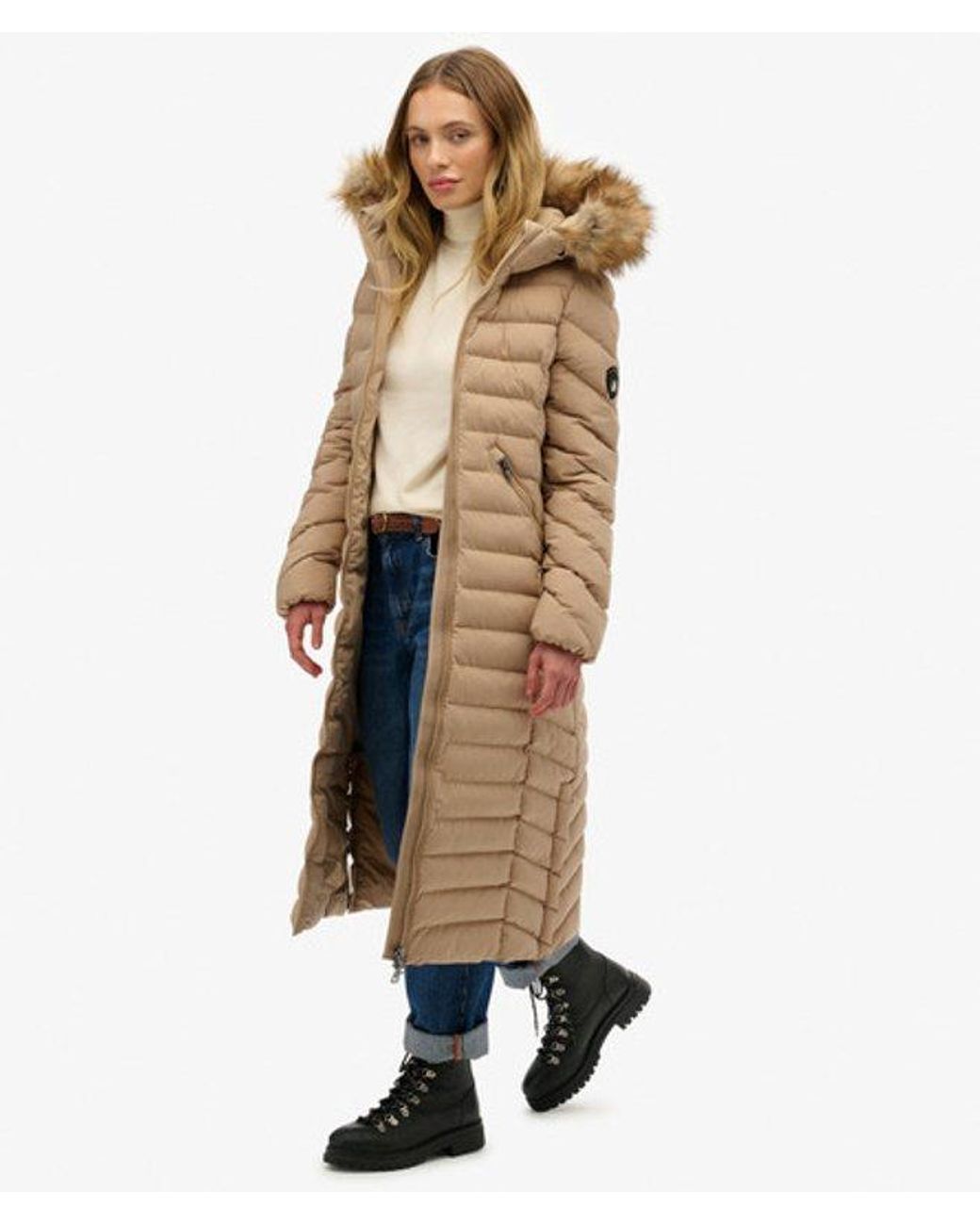 Superdry Blue & Co Fuji Faux Fur Hooded Long